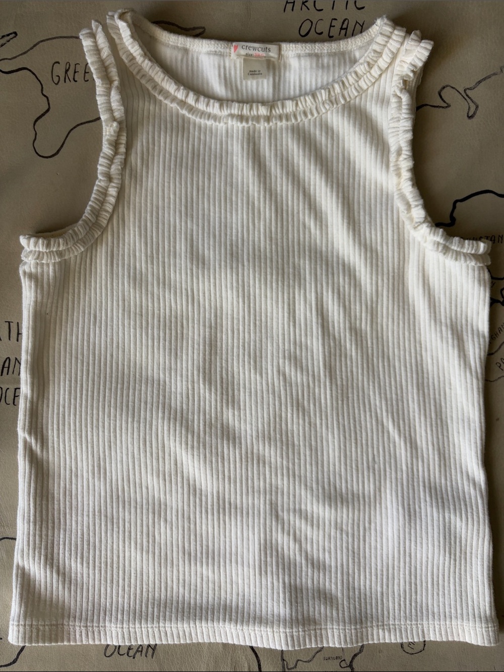JCrew Crewcuts White Ribbed Tank with Ruffle Trim